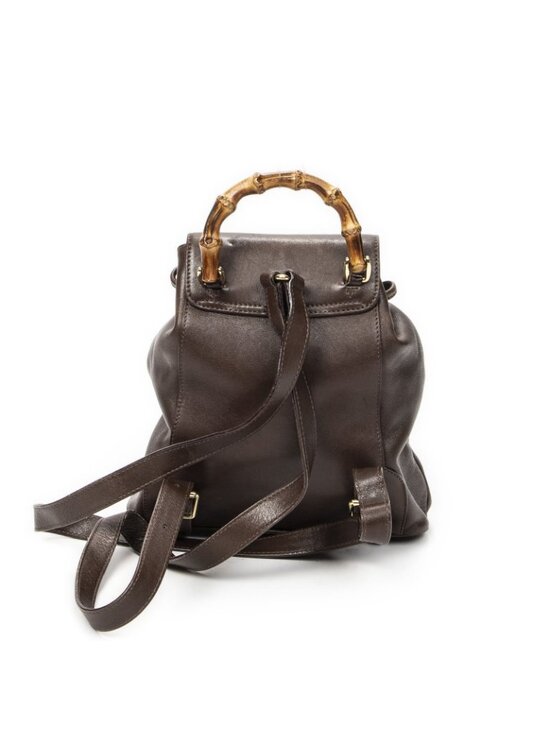 Gucci Mini Bamboo Backpack Dark Brown Calfskin Leather main image 9
